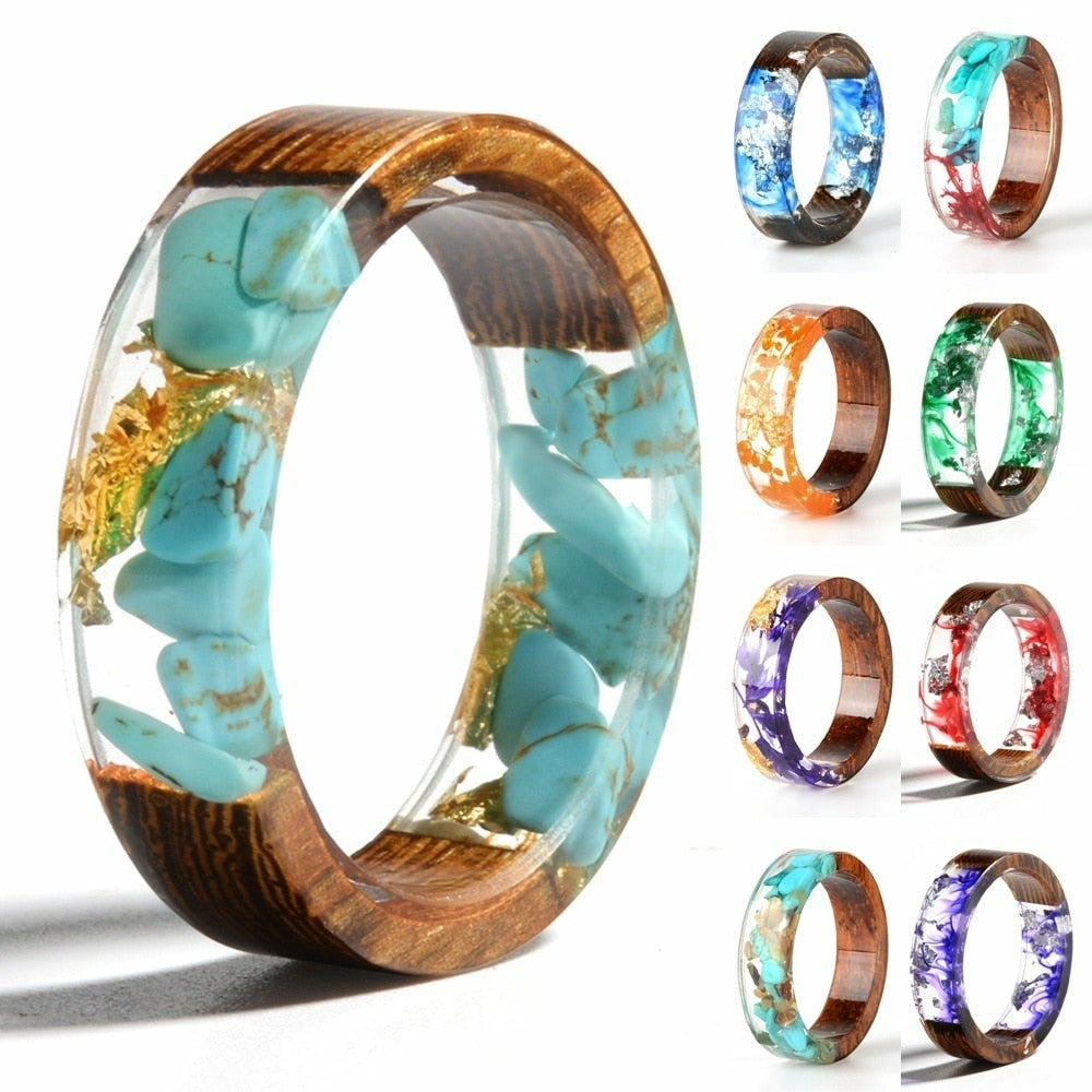 Buy Azure Falls Wood Resin Rings Epoxy Wedding Rings | Atom Oracle