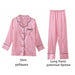 Women Pajamas Set Silk Summer Sexy Long Sleeve Shirt Pants Lingerie Striped Sleepwear