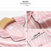 Women Pajamas Set Silk Summer Sexy Long Sleeve Shirt Pants Lingerie Striped Sleepwear