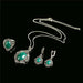 Unique Design Natural Green Stone Antique Fashion Vintage Jewelry Set With Necklace Earring Ring