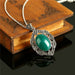 Unique Design Natural Green Stone Antique Fashion Vintage Jewelry Set With Necklace Earring Ring
