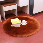 Soft Warm Wool Hairy Carpets Seat Fur Rugs Circular Mats