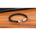 New Classic Style Leather Bracelet Simple Black Stainless Steel Button Neutral Jewelry