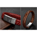 Black/Brown Braided Leather Bracelet Stainless Steel Magnetic Clasp Fashion Unisex Jewelry