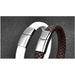 Black/Brown Braided Leather Bracelet Stainless Steel Magnetic Clasp Fashion Unisex Jewelry