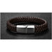 Black/Brown Braided Leather Bracelet Stainless Steel Magnetic Clasp Fashion Unisex Jewelry