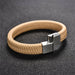 Black/Brown Braided Leather Bracelet Stainless Steel Magnetic Clasp Fashion Unisex Jewelry