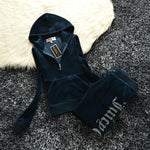 Women's Velvet Fabric Tracksuits Velour Track Suit Hoodies And Pants Sportswear