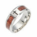 Stainless Steel Wood Inlay Life Tree Rings Cross Masonic Ring Jewelry For Men Women