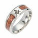 Stainless Steel Wood Inlay Life Tree Rings Cross Masonic Ring Jewelry For Men Women