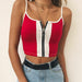 Women Tank Tops Club Sexy Knitting Cotton Camisole Zipper Tops