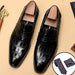Men Leather Shoes Brand Bullock Genuine Leather Black Slip On Brogue Wedding Shoes