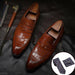 Men Leather Shoes Brand Bullock Genuine Leather Black Slip On Brogue Wedding Shoes