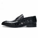 Men Leather Shoes Brand Bullock Genuine Leather Black Slip On Brogue Wedding Shoes