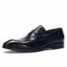 Men Leather Shoes Brand Bullock Genuine Leather Black Slip On Brogue Wedding Shoes