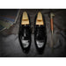 Men Leather Shoes Brand Bullock Genuine Leather Black Slip On Brogue Wedding Shoes
