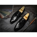 Men Leather Shoes Brand Bullock Genuine Leather Black Slip On Brogue Wedding Shoes