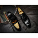 Men Leather Shoes Brand Bullock Genuine Leather Black Slip On Brogue Wedding Shoes