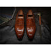 Men Leather Shoes Brand Bullock Genuine Leather Black Slip On Brogue Wedding Shoes