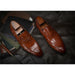 Men Leather Shoes Brand Bullock Genuine Leather Black Slip On Brogue Wedding Shoes