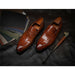 Men Leather Shoes Brand Bullock Genuine Leather Black Slip On Brogue Wedding Shoes