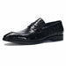Men Leather Shoes Brand Bullock Genuine Leather Black Slip On Brogue Wedding Shoes