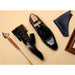 Men Leather Shoes Brand Bullock Genuine Leather Black Slip On Brogue Wedding Shoes