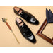 Men Leather Shoes Brand Bullock Genuine Leather Black Slip On Brogue Wedding Shoes
