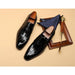 Men Leather Shoes Brand Bullock Genuine Leather Black Slip On Brogue Wedding Shoes
