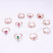 Sweet Heart Flower Cubic Crystal Zircon Adjustable Rings Jewelry For Women