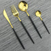 24Pcs/Set Colorful Cutlery Set Stainless Steel Mirror Gold Knife Fork Spoon Dinner Set