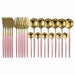 24Pcs/Set Colorful Cutlery Set Stainless Steel Mirror Gold Knife Fork Spoon Dinner Set