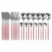 24Pcs/Set Colorful Cutlery Set Stainless Steel Mirror Gold Knife Fork Spoon Dinner Set