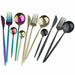 24Pcs/Set Colorful Cutlery Set Stainless Steel Mirror Gold Knife Fork Spoon Dinner Set