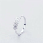 925 Sterling Silver Fresh Sweet Branch Leaf Trendy Resizable Rings