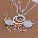 Charms Wedding Silver Jewelry Pendant Necklace Earrings Women Fashion Jewelry Set