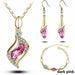 Beads Gold Silver Jewelry Sets Women Wedding Crystal Necklace Earrings Bracelet Set