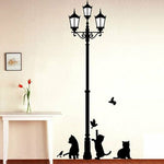 Creative Ancient Lamp Cats & Birds Wall Sticker Home Decor Room Decals Wallpaper