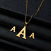 Stainless Steel Jewelry Initial Necklace Women Alphabet Pendants Necklaces Earring Set