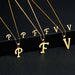 Stainless Steel Jewelry Initial Necklace Women Alphabet Pendants Necklaces Earring Set