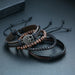Braided Wrap Leather Bracelets Men Vintage Life Tree Wood Beads Wristbands