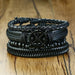 Braided Wrap Leather Bracelets Men Vintage Life Tree Wood Beads Wristbands