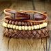 Braided Wrap Leather Bracelets Men Vintage Life Tree Wood Beads Wristbands