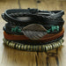 Braided Wrap Leather Bracelets Men Vintage Life Tree Wood Beads Wristbands
