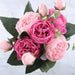 Rose Pink Silk Peony Artificial Flowers Bouquet For Home Wedding Decoration