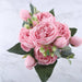 Rose Pink Silk Peony Artificial Flowers Bouquet For Home Wedding Decoration
