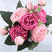 Rose Pink Silk Peony Artificial Flowers Bouquet For Home Wedding Decoration