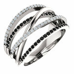 Twist Ethnic Style Women Finger Rings Black & White Stone Micro Paved Jewelry Rings