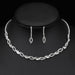Fashion Bridal Jewelry Set Women Rhinestone Crystal Necklace Earrings Sets
