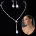 Fashion Bridal Jewelry Set Women Rhinestone Crystal Necklace Earrings Sets